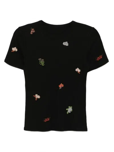 Jnby Graphic-embroidered T-shirt In Black