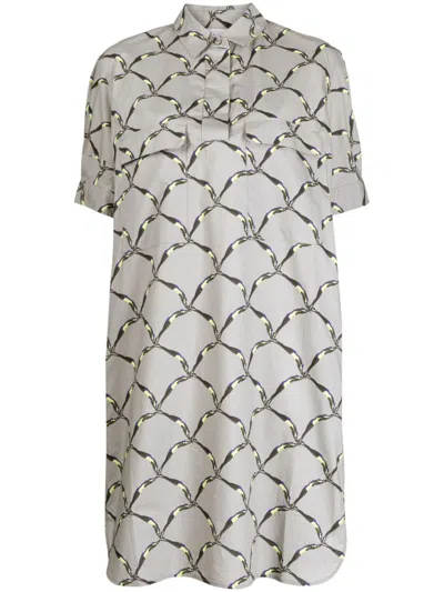 Jnby Graphic-print Cotton Mini Dress In Grey