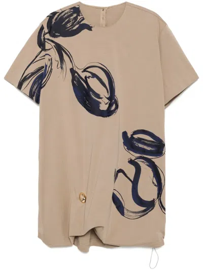 Jnby Graphic-print Dress In Brown