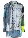 Jnby Graphic-print Panelled Shirt In Blue