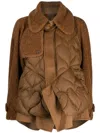 Jnby Heart-motif Quilted Puffer Jacket In Brown
