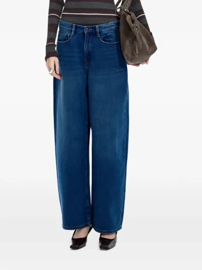 Jnby High-waist Banana-cut Jeans In Blue