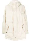 Jnby Quilted Hooded Coat In Neutrals