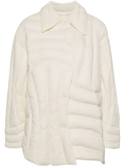 Jnby Irregular Tangent Puffer Jacket In Neutrals