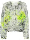 Jnby Jacquard Cardigan In Green