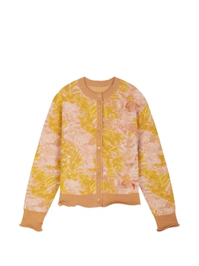 Jnby Jacquard-knit Cropped Cardigan In Multi