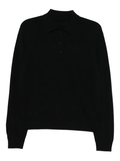 Jnby Knitted Polo Top In Black