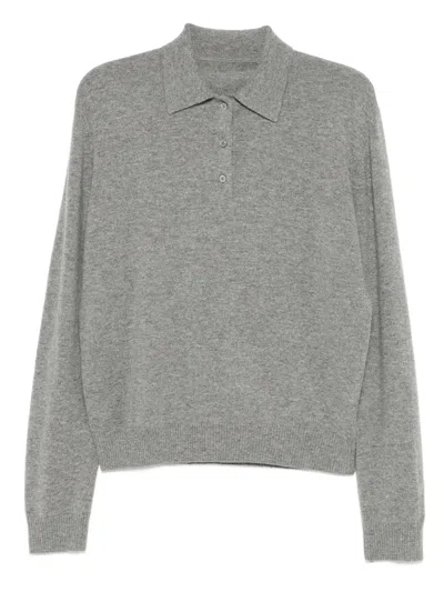 Jnby Knitted Polo Top In Gray