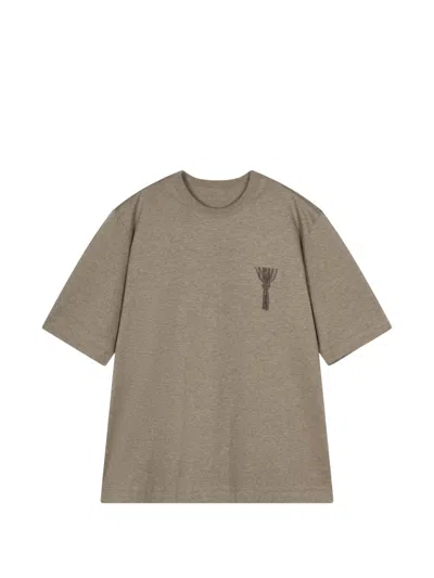 Jnby Knot-embroidery T-shirt In Brown
