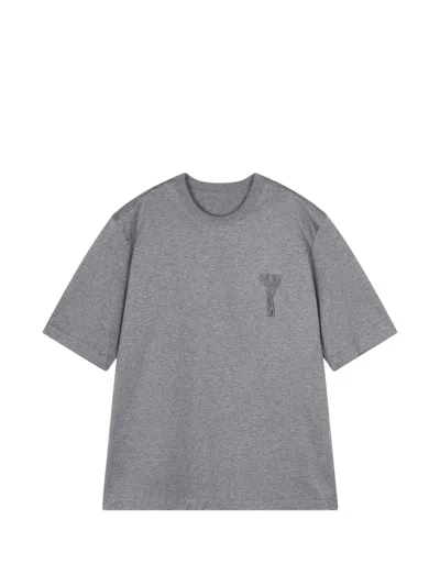Jnby Knot-embroidery T-shirt In Grey