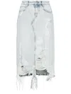 Jnby Lace Patchwork Denim Long Skirt In Blue