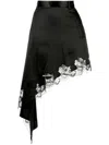 Jnby Lace-trim Asymmetric Midi Skirt In Black
