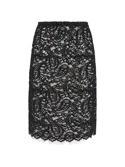 Jnby Lace-embroidery Midi Skirt In Transparent