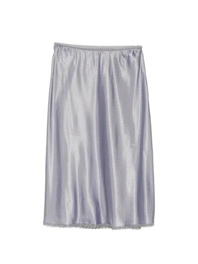 Jnby Lace-trimed Midi Skirt In Blue