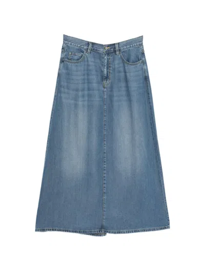 Jnby Logo-patched A-line Skirt In Blue