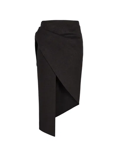 Jnby Long Asymmetric Double-faced Skirt In Black