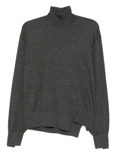 Jnby Long-sleeve Knitted Top In Gray