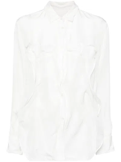 Jnby Long-sleeved Silk Shirt In White