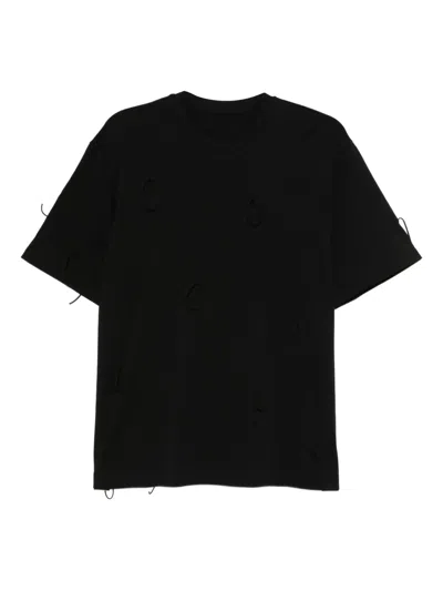 Jnby Loop-detail Cotton T-shirt In Black