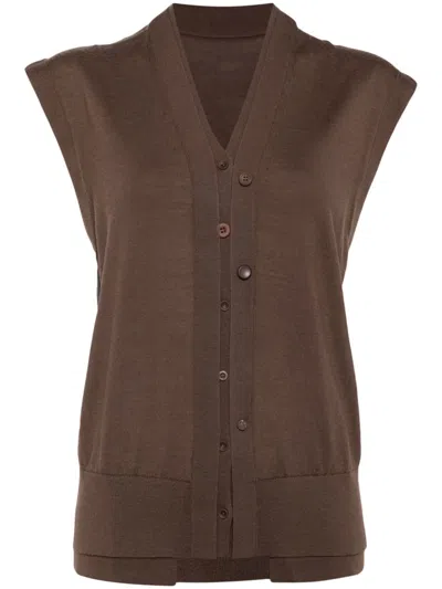 Jnby Loose Knit Vest In Brown