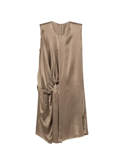 Jnby Matte-finish Twisted Dress In Brown
