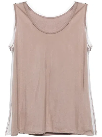 Jnby Mesh-detailing Top In Neutrals