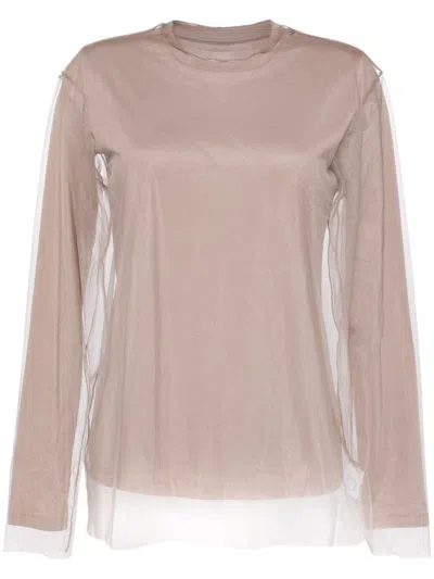 Jnby Mesh Loose T-shirt In Neutrals