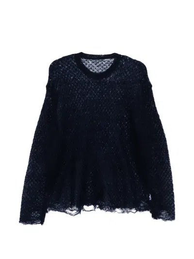 Jnby Meshed Sweater In Blue