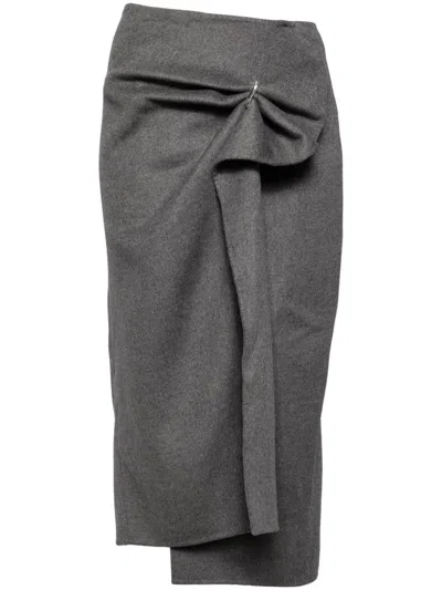 Jnby Mid-length Waist Skirt With Front Center Slit In Grey