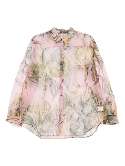 Jnby Mixed Plant Shirt In Pink