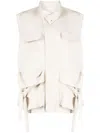 Jnby Multiple-pocket Wool Vest In Neutrals
