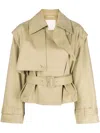 Jnby Open-back Cropped Trench Coat In Neutrals