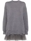 Jnby Oversize Long-sleeved Sweater Dress In Grey