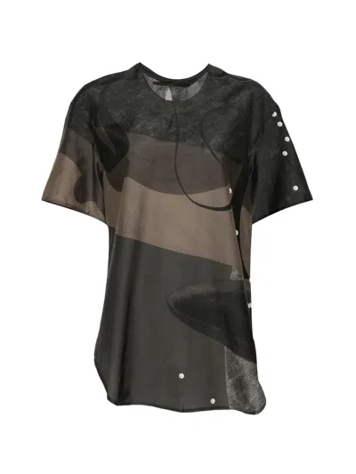Jnby Oversized A-line Vintage Abstract-print Short-sleeve Top In Multi