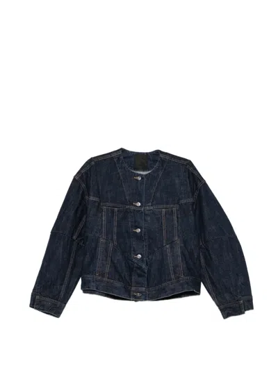 Jnby Oversized Collarless Denim Jacket In Multi