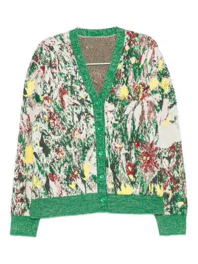 Jnby Painted-effect Cardigan In Green
