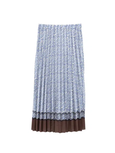 Jnby Paisley-print Midi Skirt In Blue