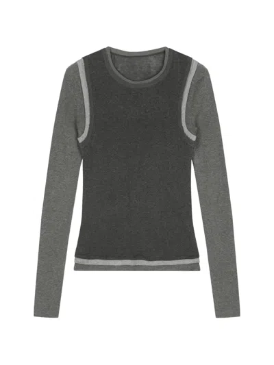 Jnby Paneled Long-sleeve T-shirt In Gray