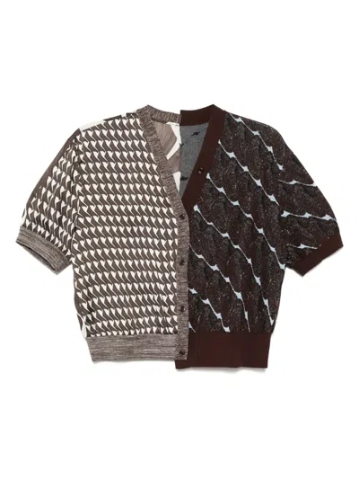 Jnby Panelled Cardigan In Brown