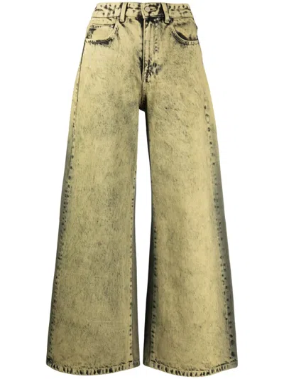 Jnby Panelled Wide-leg Jeans In Yellow