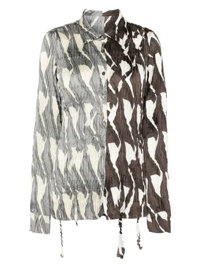 Jnby Patterned Shirt In Brown