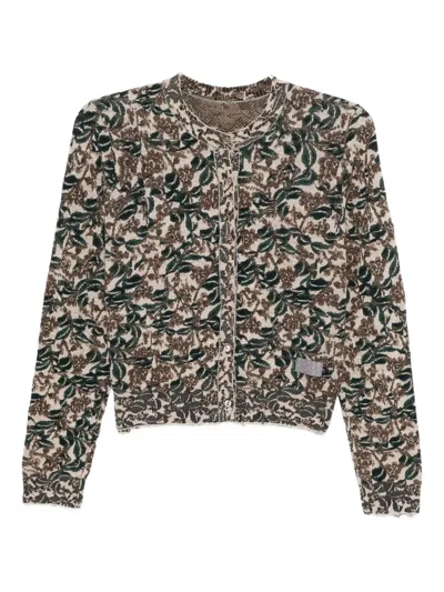 Jnby Patterned Short Cardigan In Brown