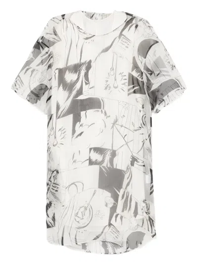 Jnby Patterned Short-sleeved Dress In White