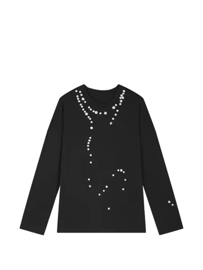 Jnby Pearl-embellished Long-sleeved T-shirt In Black