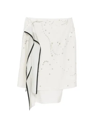 Jnby 펄 프린트 랩 스커트 In White