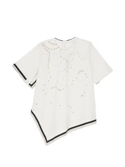Jnby 펄 프린트 블라우스 In White