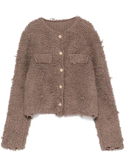 Jnby Pile Cardigan In Neutrals