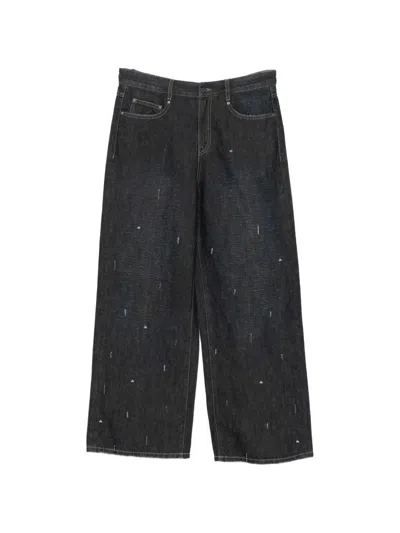 Jnby Pin-embellished Wide-leg Jeans In Blue