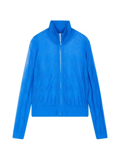 Jnby Plaid-jacquard Fine-knit Cardigan In Blue