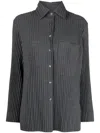Jnby Pleated Button-up Shirt In Grey